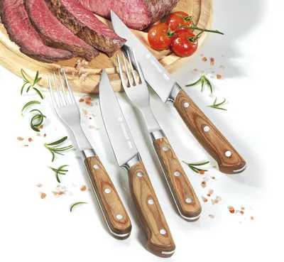 Produktbild von Zassenhaus Steakbesteck, 4-teilig, für 2 Personen, Edelstahl/Pakkaholz