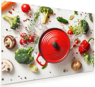 Produktbild von Küchenrückwand Spritzschutz Glas mit Motiv Kochvorbereitung 40 x 40 cm