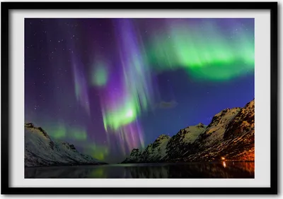 Produktbild von Bild - Bilder - Bilderrahmen - 70 cm x 50 cm - MDF-Rahmen, Wandkunst Nordlicht