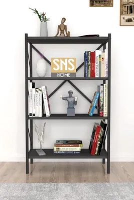 Immagine prodotto di Scaffale da terra Bofigo a 4 ripiani in metallo e truciolato, 66x34x121 cm, antracite