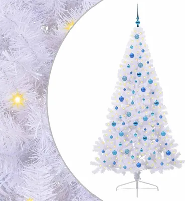 Image de vidaXL Sapin de Noël artificiel blanc 210 cm PVC et acier