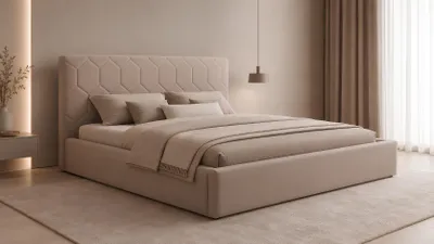 Produktbild von Polsterbett, Doppelbett mit Gepolsterter Kopfteil, Bett mit Kopfstütze, Bettkasten und Lattenrost, Rahmenbettgestell, Samststoff, Stauraumbett - Bett 02 - 140x200 - Rabbit (TRINITY 5)