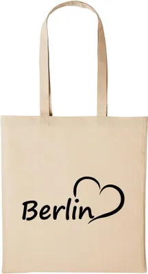 Produktbild von Huuraa Baumwollbeutel Berlin Geschenk Einkaufstasche Natural 10 Liter Baumwolle Berlin Accessoire