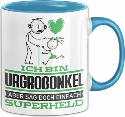 Produktbild von Urgroßonkel Geschenk Tasse Ich Bin Urgroßonkel Aber Sag Doch Einfach Superheld Lustige Geschenkdiee für Urgroßonkel Kaffee-Becher (Blau)