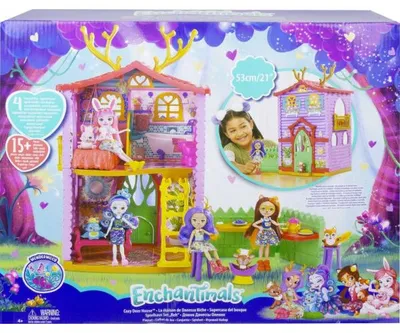 Image de Enchantimals la maison de danessa biche 53 cm de haut + poupee danessa biche et sprit + 15 accessoires- figurine 15 cm - animal - mattel hfc41