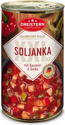 Produktbild von Dreistern Soljanka mit Kasseler und Gurken extra viel Einlage 1200g