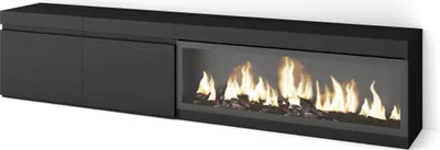 Image de COZY Meuble TV, Banc Télé, 208x35x45cm, Pour les TV jusqu'à 80", Cheminée électrique XXL, Noir