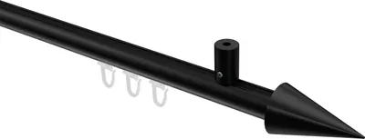 Produktbild von Interdeco Innenlaufstange / Gardinenstange mit Innenlauf Schwarz, Typ Sonius Savio (Kegel) Deckenmontage, 20 mm Ø 1-läufig, 180 cm