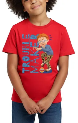 Produktbild von Spreadshirt Feuerwehrmann Sam™ Unruhestifter Norman Price Kinder T-Shirt, 98/104 (3-4 Jahre), Rot