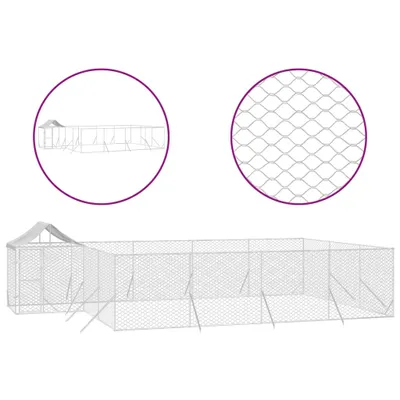 Produktbild von Outdoor-Hundezwinger mit Dach Silbern 10x6x2,5 m Stahl Verzinkt