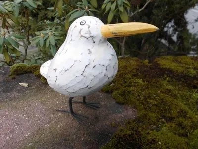 Produktbild von Freche, witzige Möwe gerade blickend Statue maritimes Deko-Objekt Holz