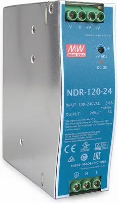 Image de MEANWELL NDR-120-24, Alimentation DC AC pour rail DIN, 120W 24V 5A