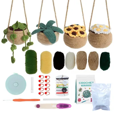 Produktbild von Häkelset für Anfänger, Häkel-Starterset, Häkel- und Strickset für Anfänger, DIY-Bastelarbeiten mit Häkelnadeln, Häkelset für Anfänger für Erwachsene und Kinder