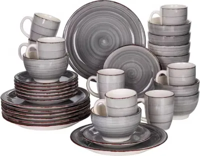 Immagine prodotto di Set da portata Imperio Morencia - 32 pezzi - 8 persone - Blu/Nero - Piatti da portata - Servizio da tavola - Piatti fondi - Piatti per la colazione - Piatti da portata - Piatti da portata per la cucina