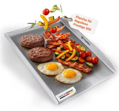 Productafbeelding van Grillplaat plancha - 45,4 x 34,4 cm - Roestvrij staal - Met afgeschuinde achterrand