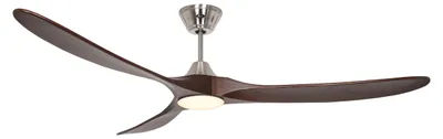 Produktbild von Energiespar Deckenventilator mit LED Beleuchtung und Fernbedienung Eco Genuino-L Chrom gebürstet / Nussbaum 180 cm