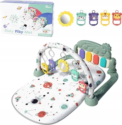 Produktbild von Interaktive 3-in-1-Lernmatte mit Klavier und Rasseln für Babys