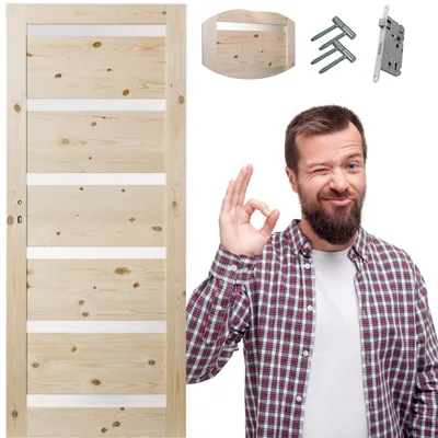 Zdjęcie produktu dla DRZWI WEWNĘTRZNE DREWNIANE SOSNOWE POKOJOWE SEKSTET KORNIK PRAWE 80 cm
