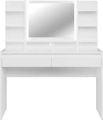 Produktbild von Schminktisch >LAYTON< in Weiss  / Weiss Glanz  - 120,1x141x42cm (BxHxT)