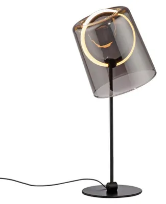 Zdjęcie produktu dla Lampa stołowa Zula, czarna, z abażurem w kolorze dymnym