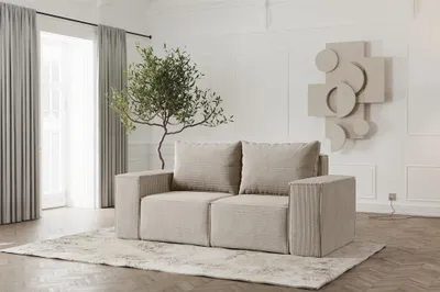 Produktbild von Sofa Designersofa ESTELLE 2-Sitzer in Stoff Poso Beige
