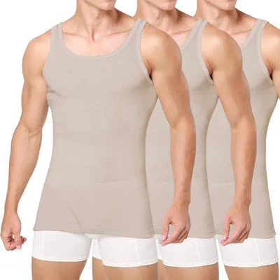 Produktbild von Unterhemd Herren 3/5er Pack Tank Top Baumwolle Grau Schwarz Weiss 3XL