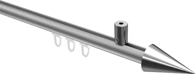 Produktbild von Interdeco Innenlaufstange / Gardinenstange mit Innenlauf Silbergrau / Chrom, Typ Sonius Savio (Kegel) Deckenmontage, 20 mm Ø 1-läufig, 240 cm