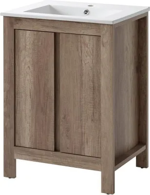 Produktbild von Waschtisch 61 cm mit Keramik Waschbecken, Country Eiche Nb. MOSINA-56, B x H x T ca. 61 x 80,1 x 46cm