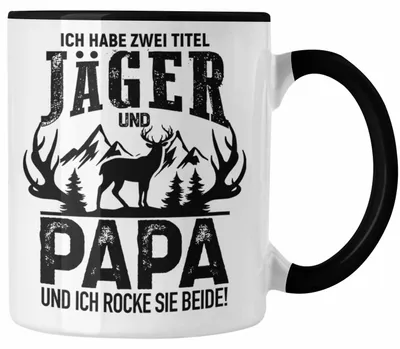 Produktbild von Jäger und Papa Geschenk Tasse Vatertag Geschenkidee für Jäger Männer Spruch (Schwarz)