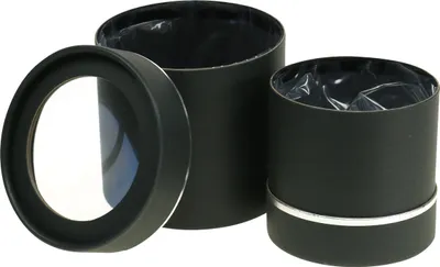 Produktbild von Runde Blumenbox Geschenkverpackung Schwarz Silber Ø10/12cm 2er Set