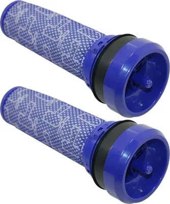 Two blue vacuum cleaner filters are shown against a white background.