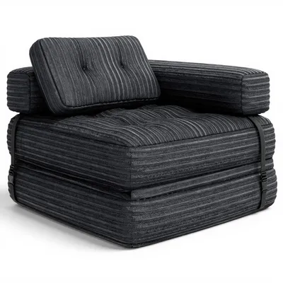 Image de BEALIFE Pouf pliable 3 en 1 | Comme canapé, fauteuil & lit d'appoint | Pour petits espaces | 85x85x60 cm |AR34 Gris foncé