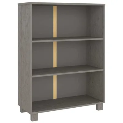 Produktbild von Möbel Bücherschrank HAMAR Hellgrau 85x35x112 cm Massivholz Kiefer - Lagerregal Bücherregale CLORIS4371958
