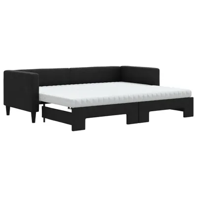 Obrázok produktu pre vidaXL Rozkladacia posteľ s matracmi čierna 80x200 cm látka