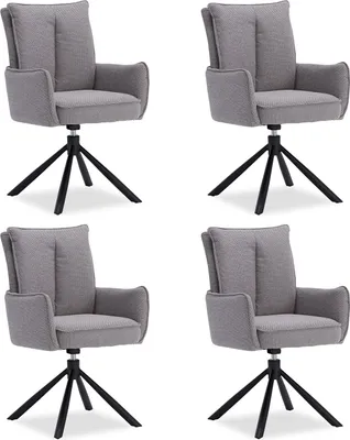 Produktbild von Homestyle4u Esszimmerstühle 4er Set Polsterstuhl Armlehnenstuhl Drehbar Grau Stoff