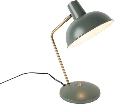 Produktbild von QAZQA - Modern Retro Tischlampe grün mit Bronze - Milou I Wohnzimmer I Schlafzimmer - Stahl Rund - LED geeignet E14