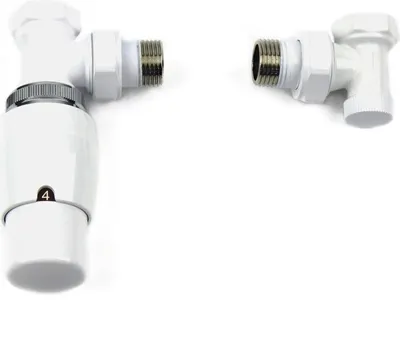 Produktbild von XIMAX Thermostatset Elegant Eck/DG, in Weiß/Anthrazit "Durchgangsvariante 16 mm Kunststoffrohr Weiß", 70475
