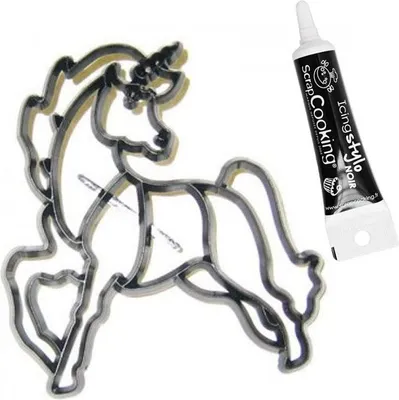 Produktbild von Ausstechform Einhorn + Icing schwarzen Stift
