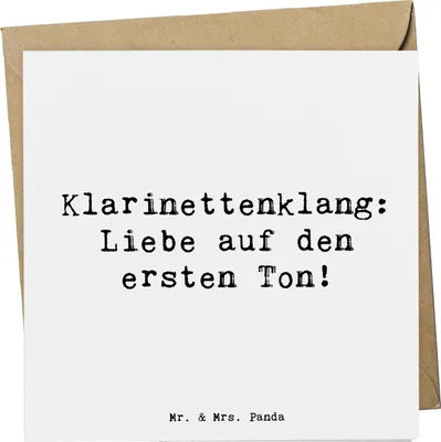 Produktbild von Mr. & Mrs. Panda Glückwunschkarte Spruch Klarinette Liebe  - Weiß - Geschenk, Musikliebhaber, Musikgeschenke, anlasskarte, Lernen, doppelkarte, Klappkarte, Musiker, Musik