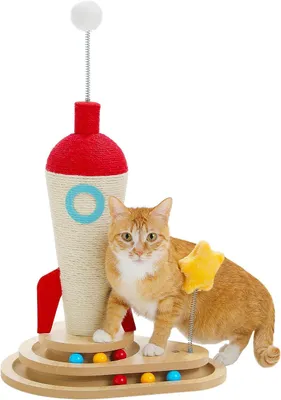 Produktbild von PURPURRA Kratzsäule Rocket Kratzstamm mit Kugelbahn, Sisal, 45 cm