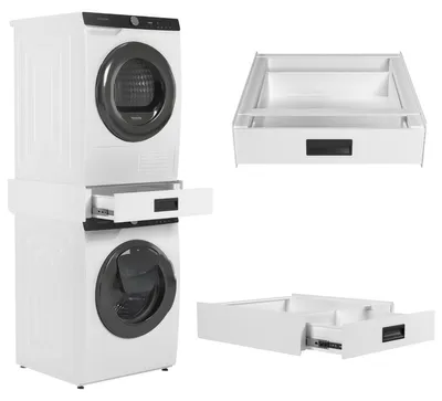 Produktbild von Wasophoogte® Zwischenbaurahmen Waschmaschine Trockner mit Ausziehbarer Schublade – Stapelkit für Waschmaschine und Trockner – Universeller Verbindungsrahmen