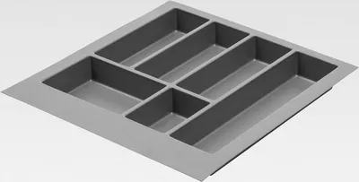 Produktbild von Schubladeneinsatz Axispace I Besteckkasten für Schubladen Besteckeinsatz Schubladeneinsatz Küche I Küchenschrank aus Kunststoff Besteckkasten Besteckaufbewahrung I Anthrazit 440 x 472 mm