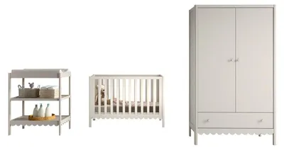 Immagine prodotto di JAXX Set per cameretta Swingo: culla 60x120 + fasciatoio + armadio a 2 ante (argilla)