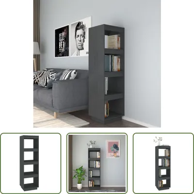 Produktbild von The Living Store Bücherregal/Raumteiler Grau 40x35x135 cm Massivholz Kiefer