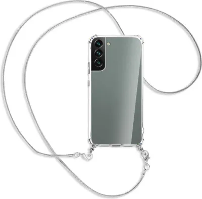 Produktbild von Handykette Backcover-Schutzhülle mit Band (Metall silberfarben) für Samsung Galaxy S22 5G (S901) - silberfarbene Kette Snake
