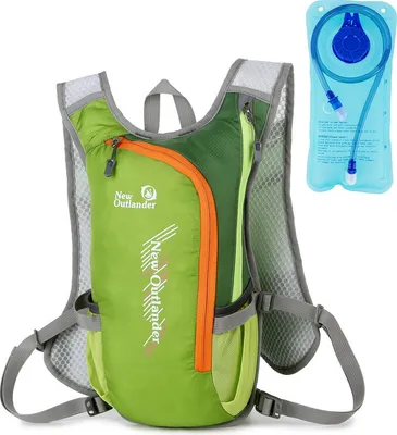 Image de Sac à dos d'hydratation, sac à dos d'eau avec vessie de 2L, sac à dos d'extérieur avec système d'hydratation, vert