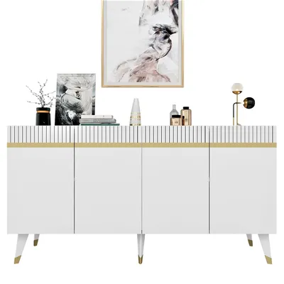 Image de Skye Decor, Defne - Blanc, Or, Armoires de salon, Blanc, 150 x 80 x 40 cm