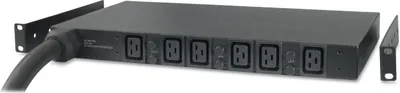 Zdjęcie produktu dla APC Basic Rack PDU AP7526, Podstawowy, 1U, Pozioma, Czarny, 6 x gniazdo sieciowe, C19 panel