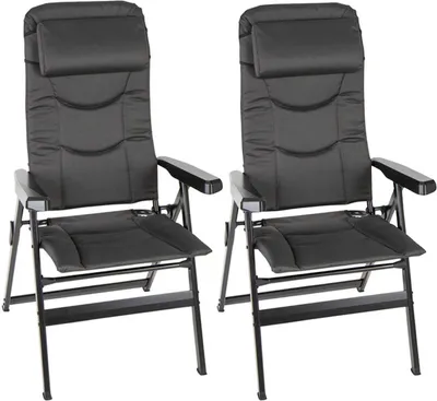 Produktbild von 2x Camp4 Campingstuhl klappbar Klappstuhl Gartenstuhl Faltstuhl ergonomisch + Kopfpolster Camping Stuhl