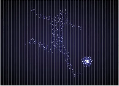 Produktbild von Wallario Duschmatte Antirutschmatte Badmatte Fußmatte Fußball - ein Spieler aus tausend Sternen in blau, Größe ca. 90 x 65 cm